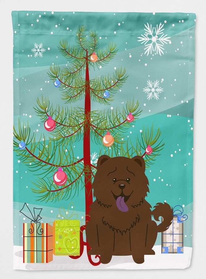 Merry Christmas Tree Chow Chow Chocolate Flag Canvas House Size