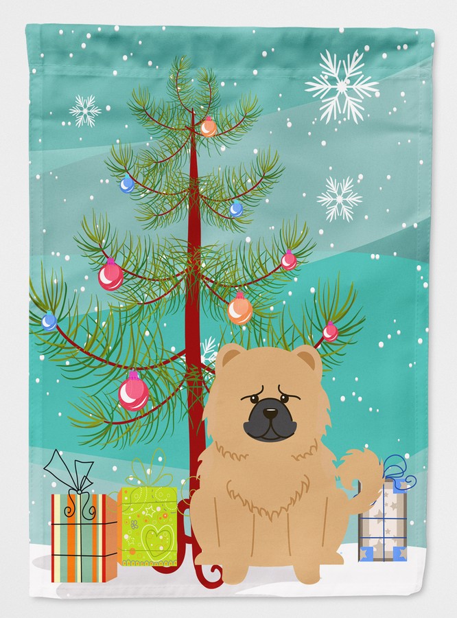 Merry Christmas Tree Chow Chow Cream Flag Canvas House Size