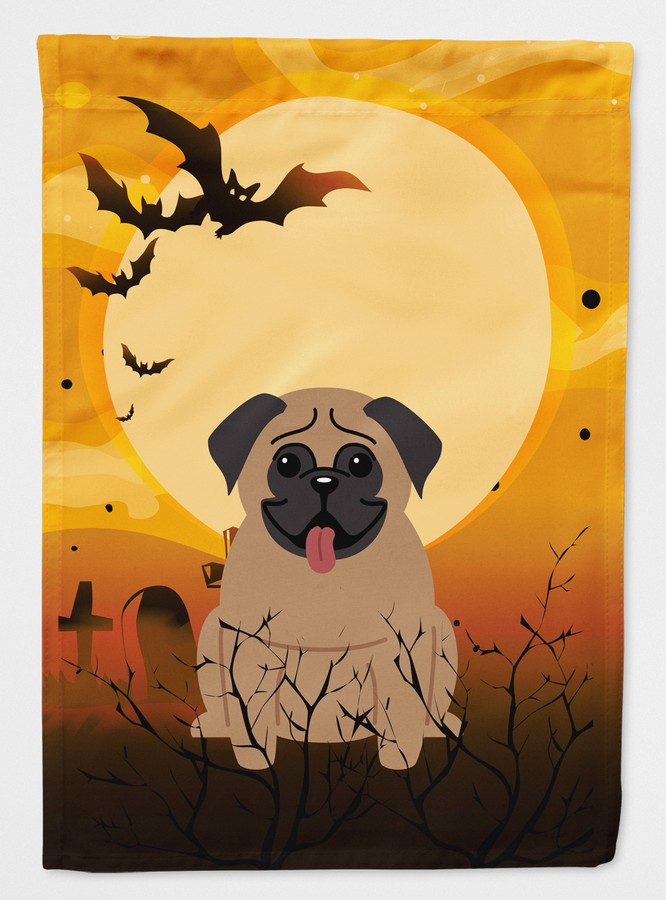 Halloween Pug Brown Flag Canvas House Size