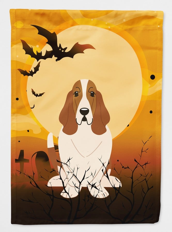 Halloween Basset Hound Flag Canvas House Size