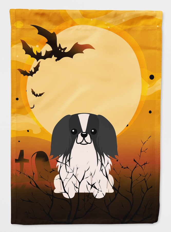 Halloween Pekingnese Black & White Flag Canvas House Size