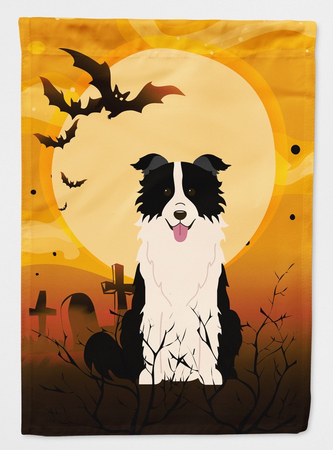 Halloween Border Collie Black & White Flag Canvas House Size