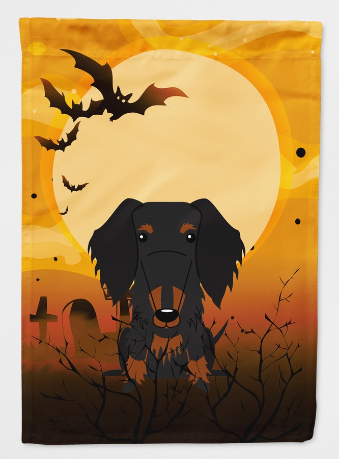 Halloween Wire Haired Dachshund Black & Tan Flag Canvas House Size
