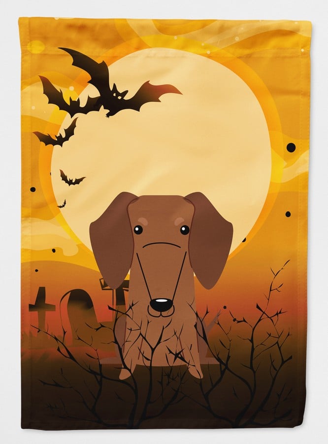 Halloween Dachshund Red & Brown Flag Canvas House Size