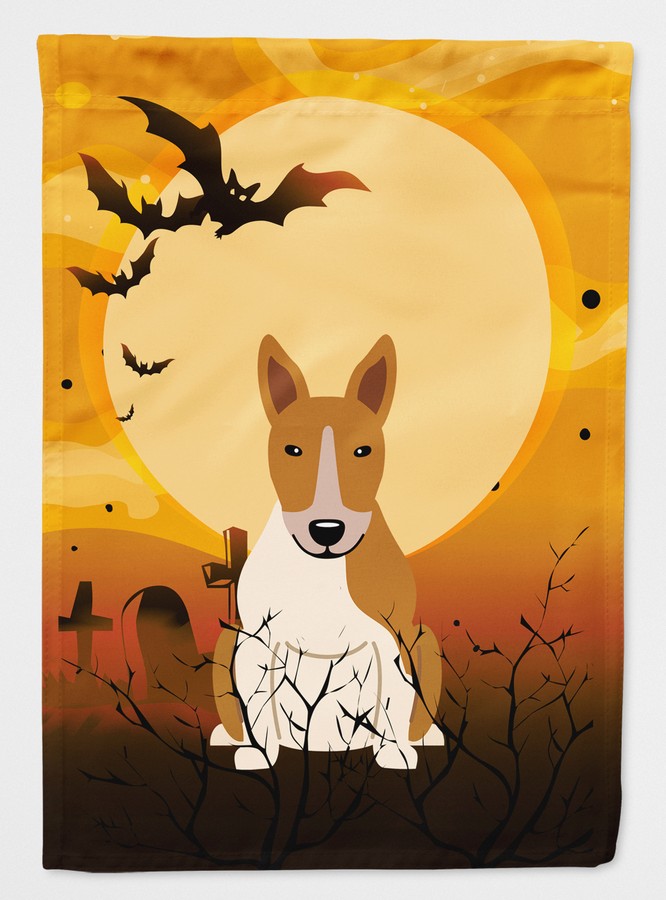 Halloween Bull Terrier Red & White Flag Canvas House Size