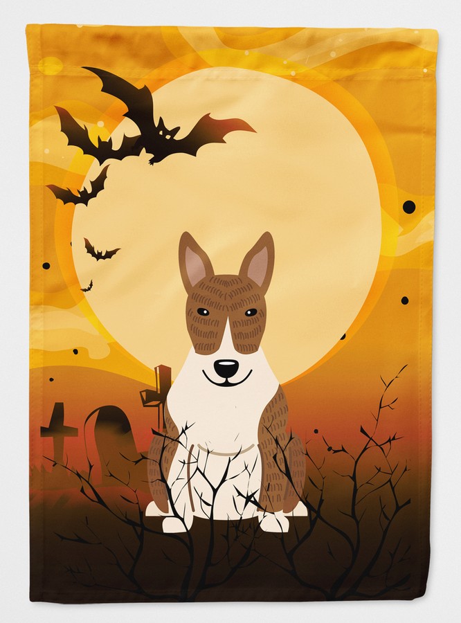 Halloween Bull Terrier Brindle Flag Canvas House Size