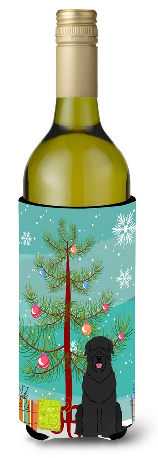 Merry Christmas Tree Black Russian Terrier Wine Bottle Beverge Insulator Hugger