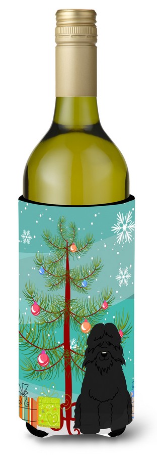 Merry Christmas Tree Bouvier Des Flandres Wine Bottle Beverge Insulator Hugger
