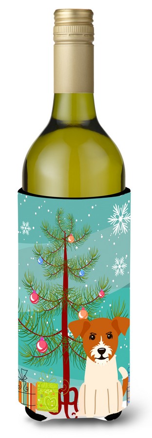 Merry Christmas Tree Jack Russell Terrier Wine Bottle Beverge Insulator Hugger