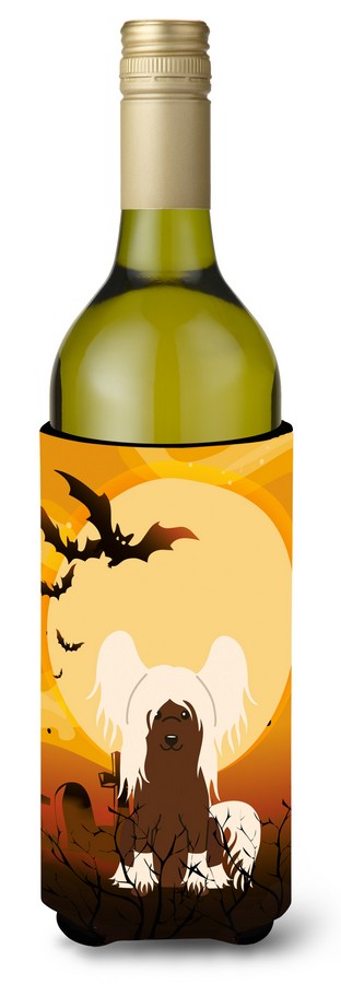 Halloween Chinese Crested Cream Wine Bottle Beverge Insulator Hugger