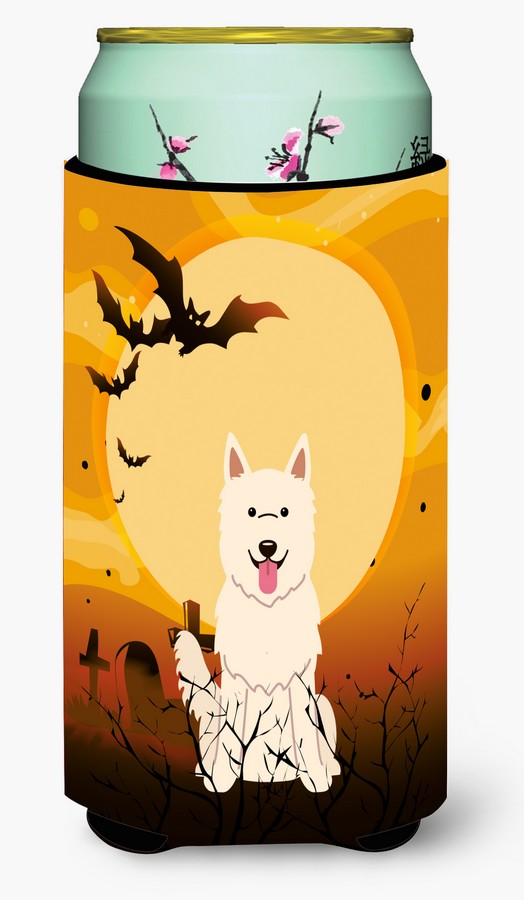 Halloween White German Shepherd Tall Boy Beverage Insulator Hugger