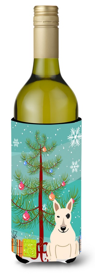 Merry Christmas Tree Bull Terrier White Wine Bottle Beverge Insulator Hugger