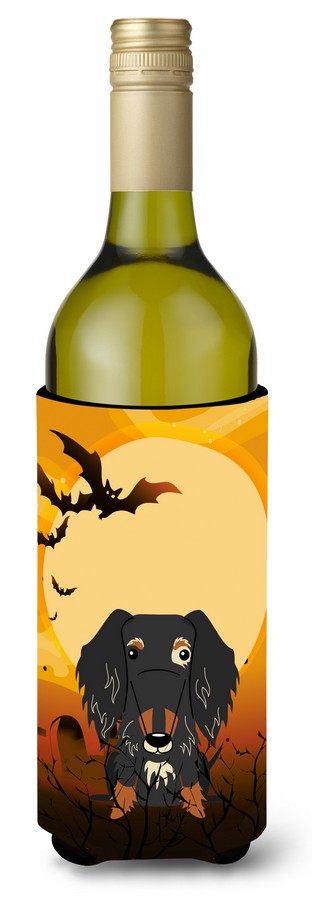 Halloween Wire Haired Dachshund Dapple Wine Bottle Beverge Insulator Hugger