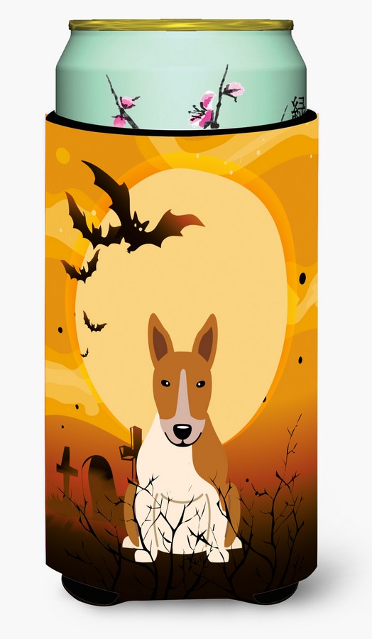 Halloween Bull Terrier Red & White Tall Boy Beverage Insulator Hugger