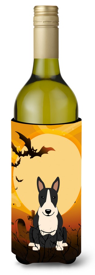 Halloween Bull Terrier Black & White Wine Bottle Beverge Insulator Hugger