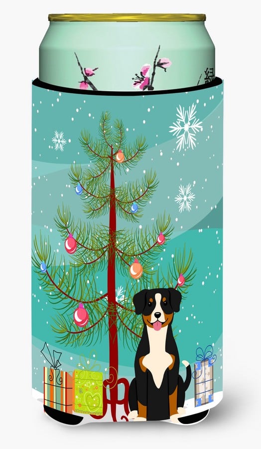 Merry Christmas Tree Entlebucher Tall Boy Beverage Insulator Hugger
