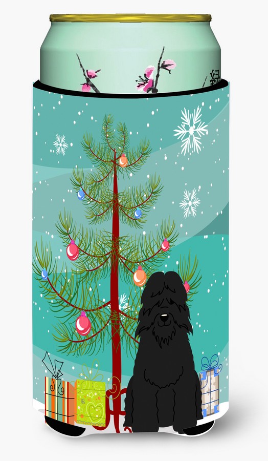 Merry Christmas Tree Bouvier Des Flandres Tall Boy Beverage Insulator Hugger