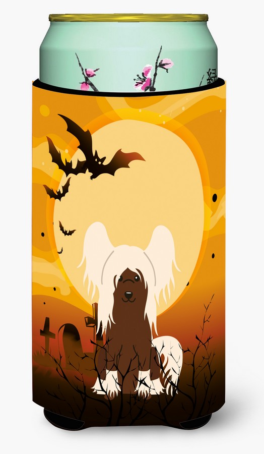 Halloween Chinese Crested Cream Tall Boy Beverage Insulator Hugger