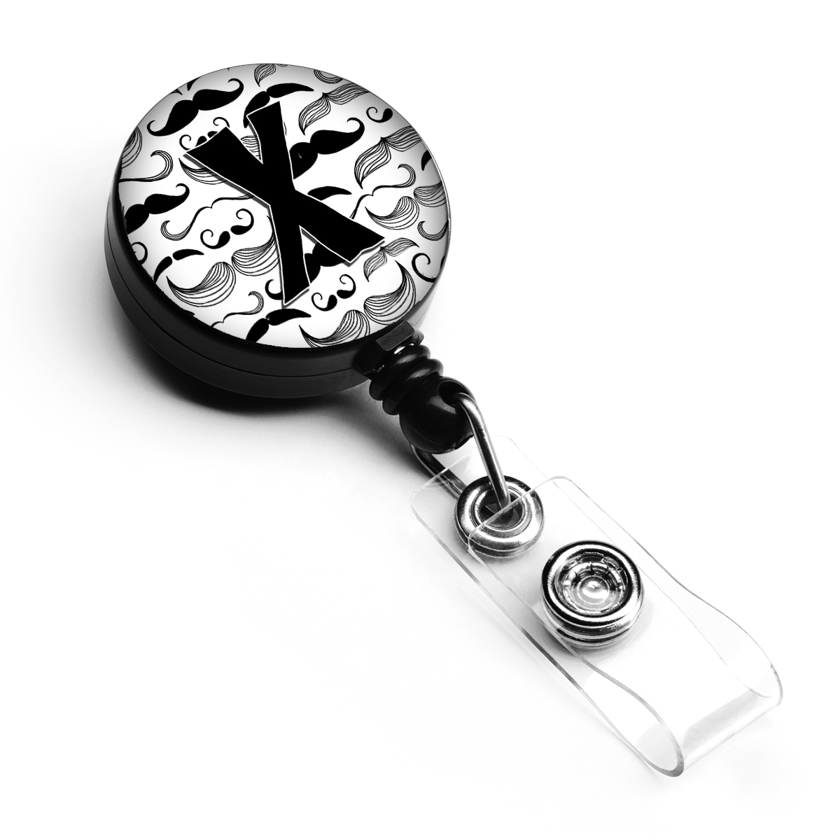 CJ2009-XBR Letter X Moustache Initial Retractable Badge Reel