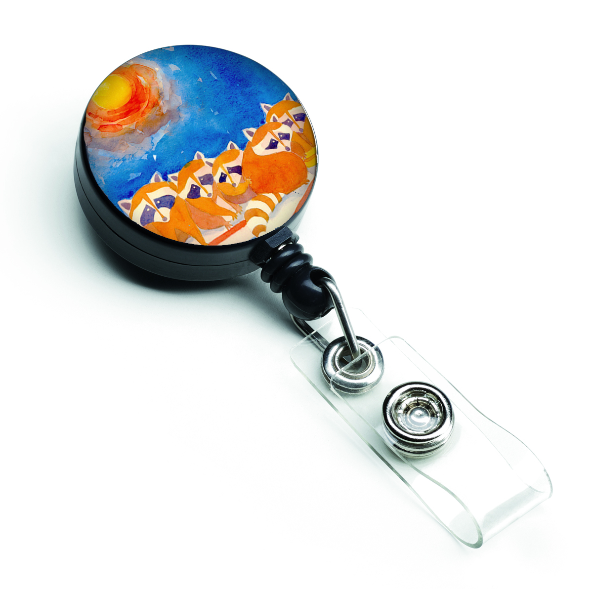 Raccoons on the Railing Retractable Badge Reel