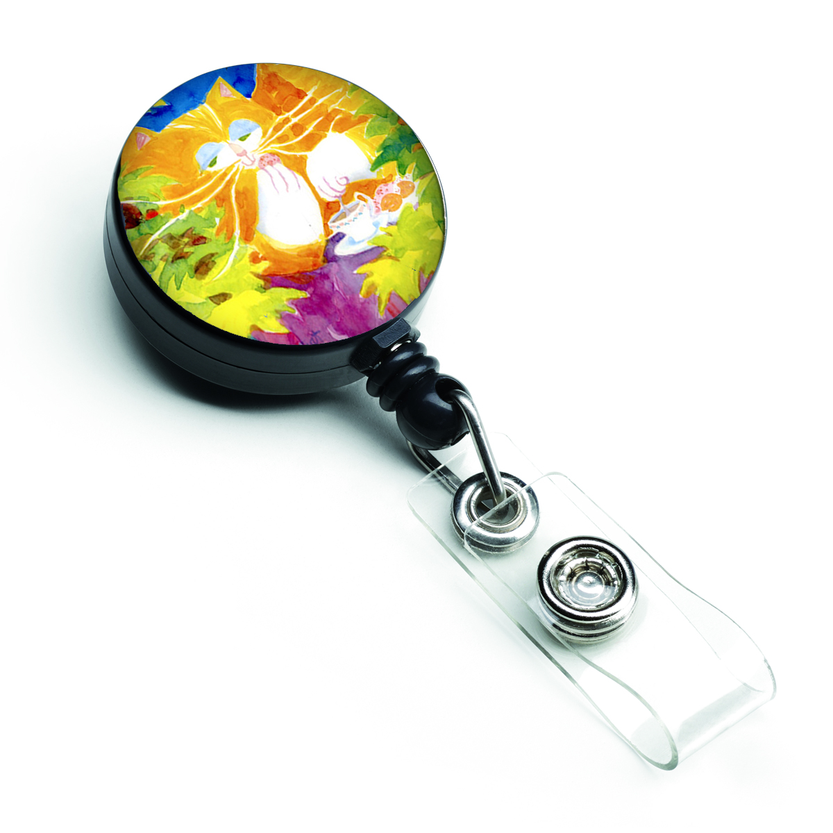 6101BR Cat Tea Time Retractable Badge Reel