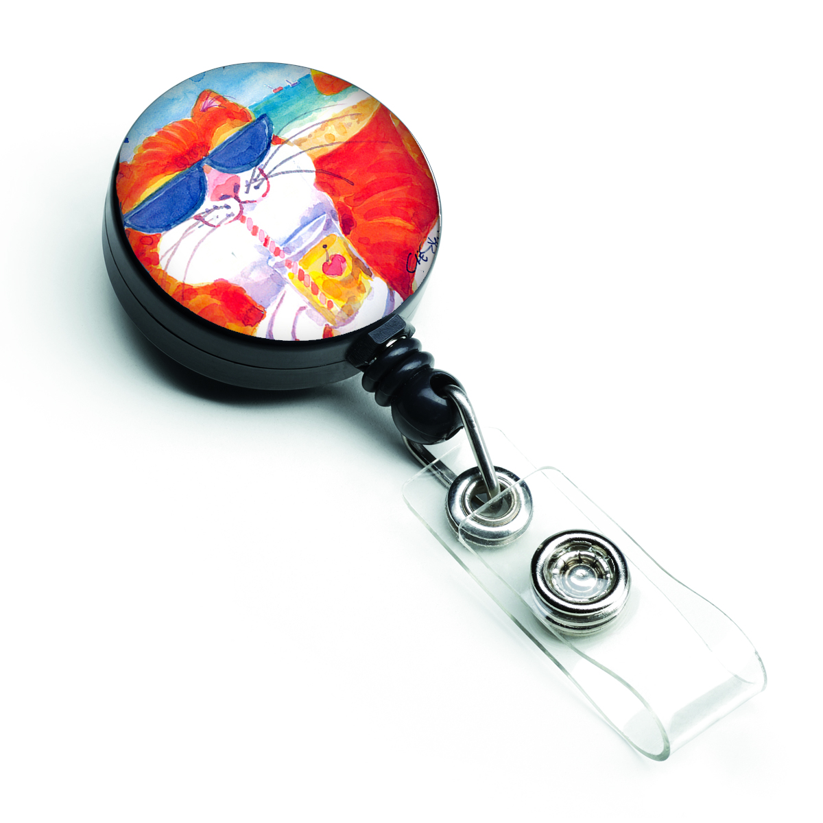 Cool Cat with Sunglasses at the Beach Retractable Badge Reel