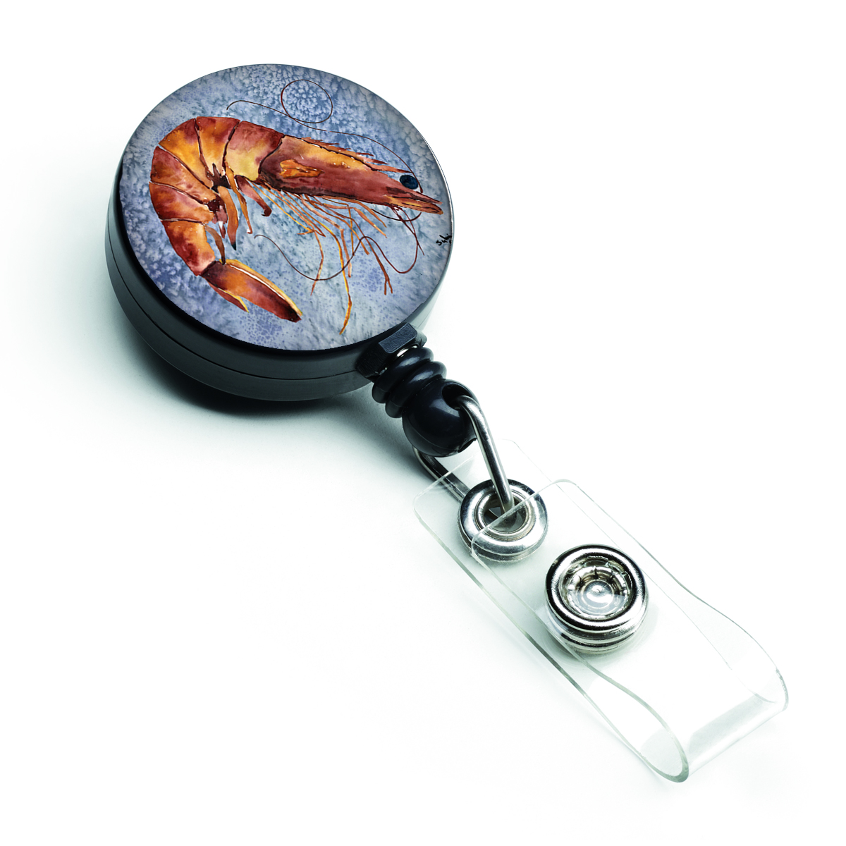 8153BR Cooked Shrimp Cool Blue Water Retractable Badge Reel