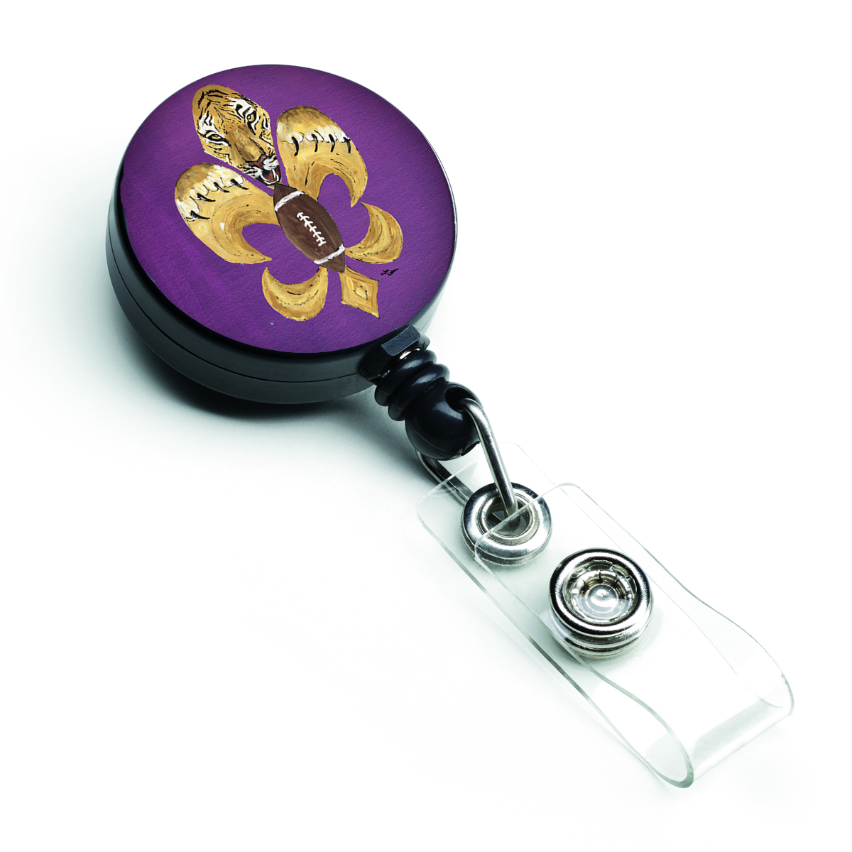 8205-2BR Tiger Football Fleur De Lis Retractable Badge Reel
