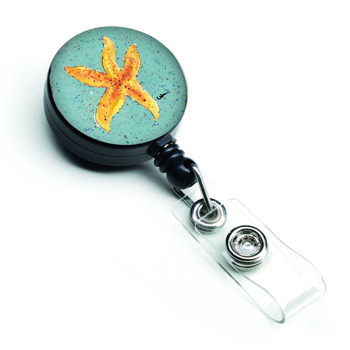 Starfish on Teal Retractable Badge Reel