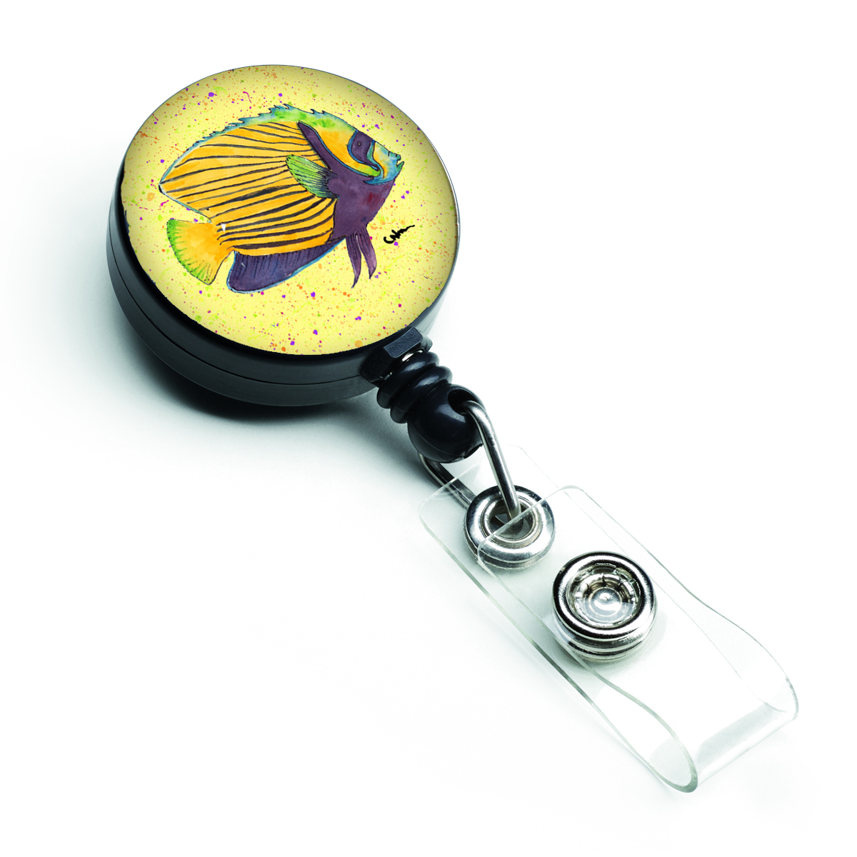 Yellow Fish on Yellow Retractable Badge Reel