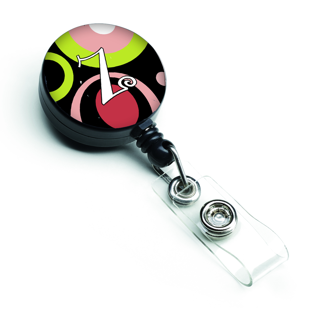 AM1002-ZBR Letter Z Monogram Retro in Black Retractable Badge Reel