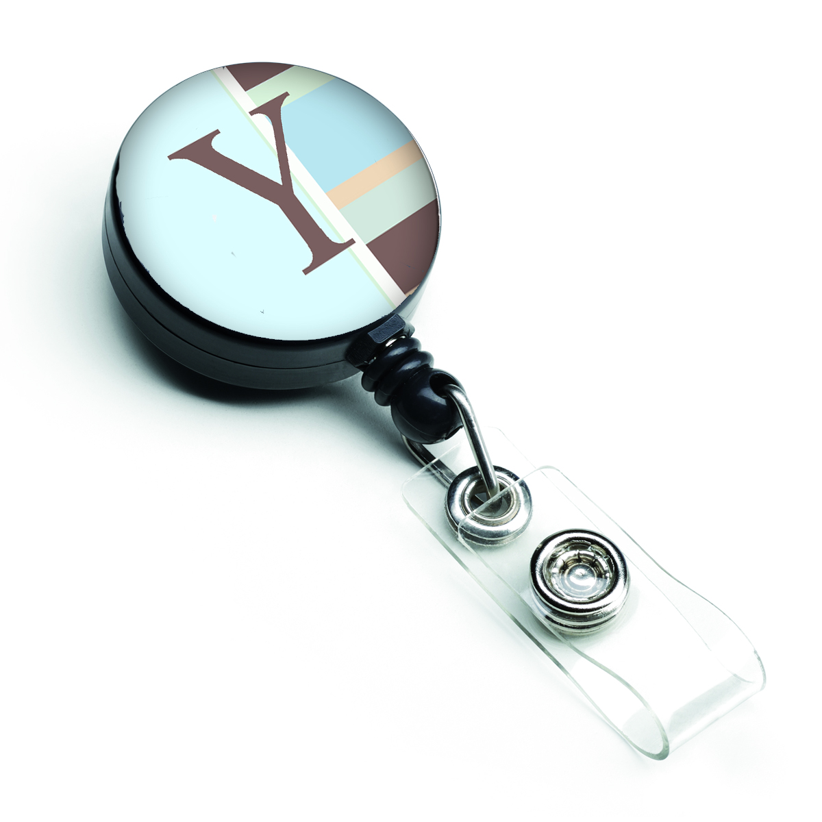 CJ1003-YBR Letter Y Initial Monogram Blue Stripes Retractable Badge Reel
