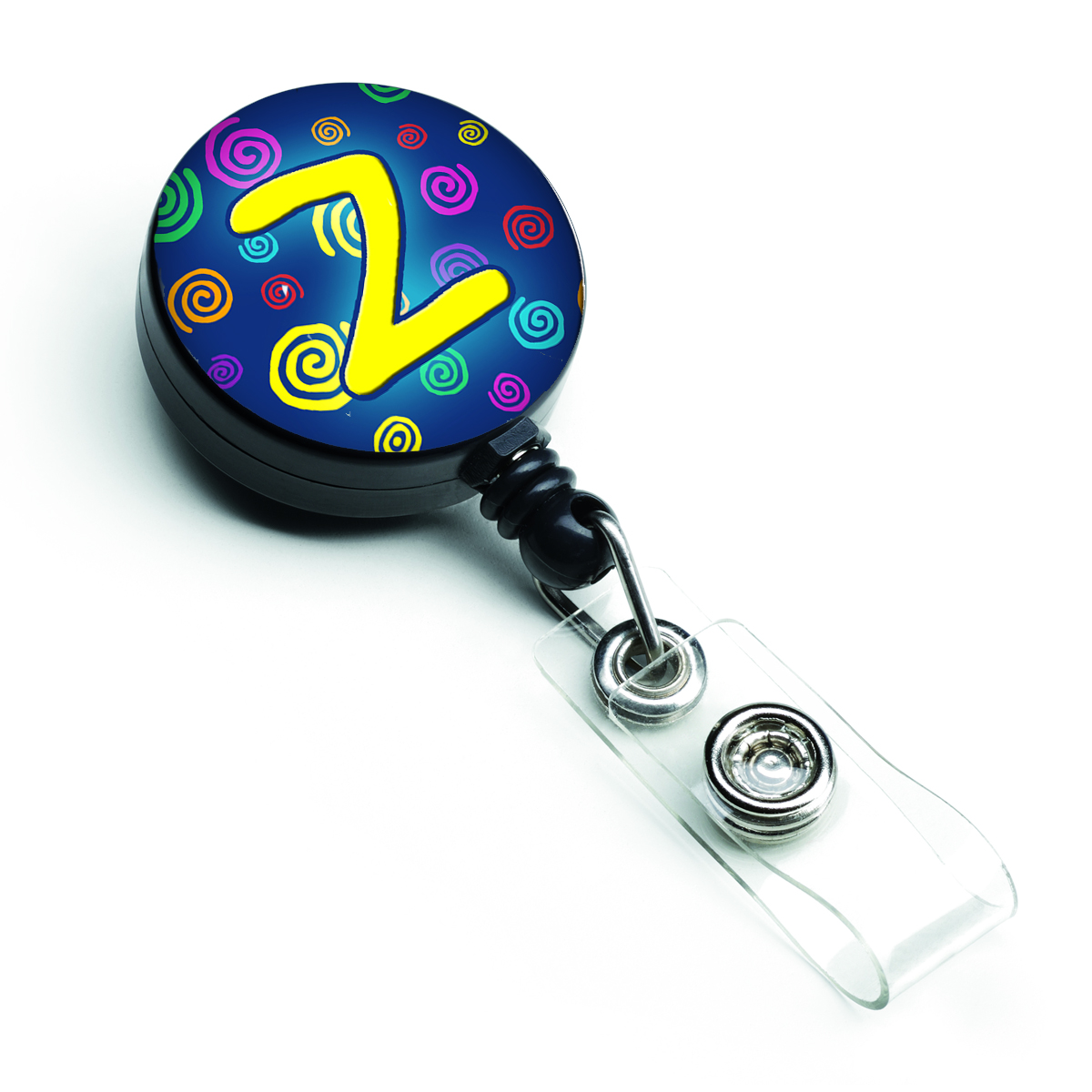 CJ1011-ZBR Letter Z Initial Monogram Blue Swirls Retractable Badge Reel