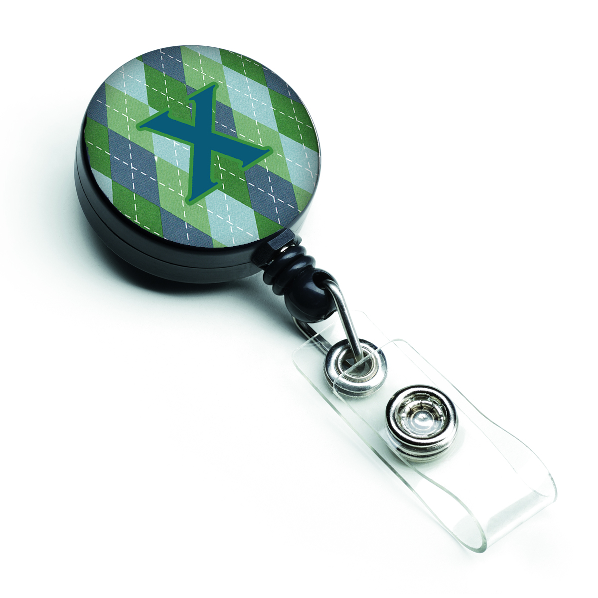 CJ1020-XBR Letter X Monogram Blue Argoyle Retractable Badge Reel