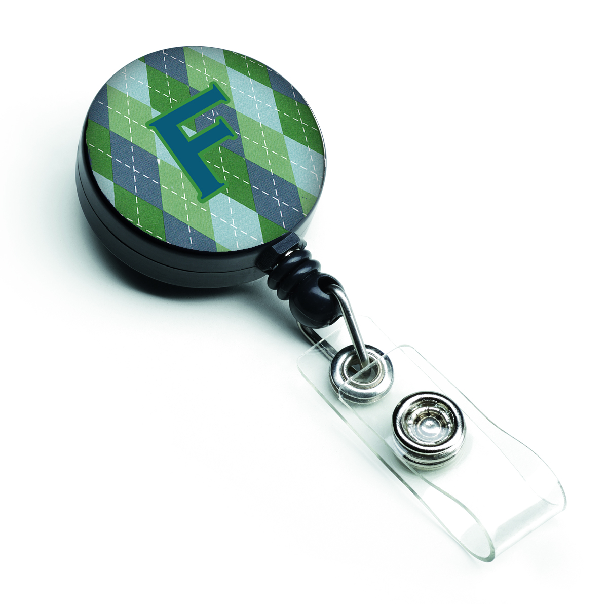 CJ1020-FBR Monogram Initial F Blue Argoyle Retractable Badge Reel