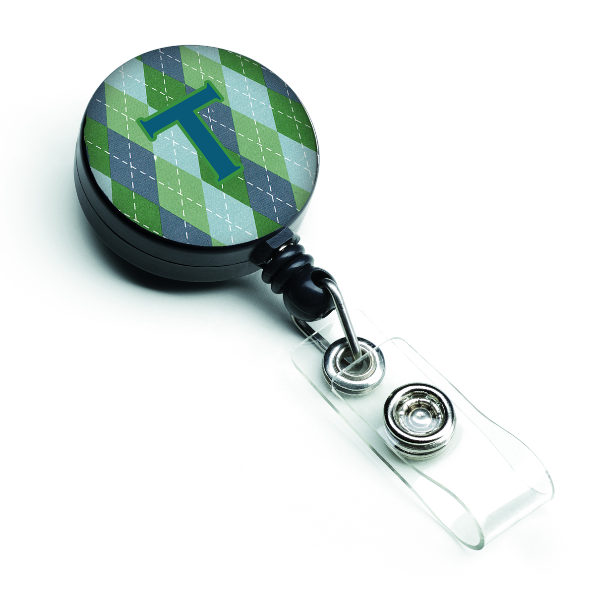 CJ1020-TBR Initial T Monogram Blue Argoyle Retractable Badge Reel
