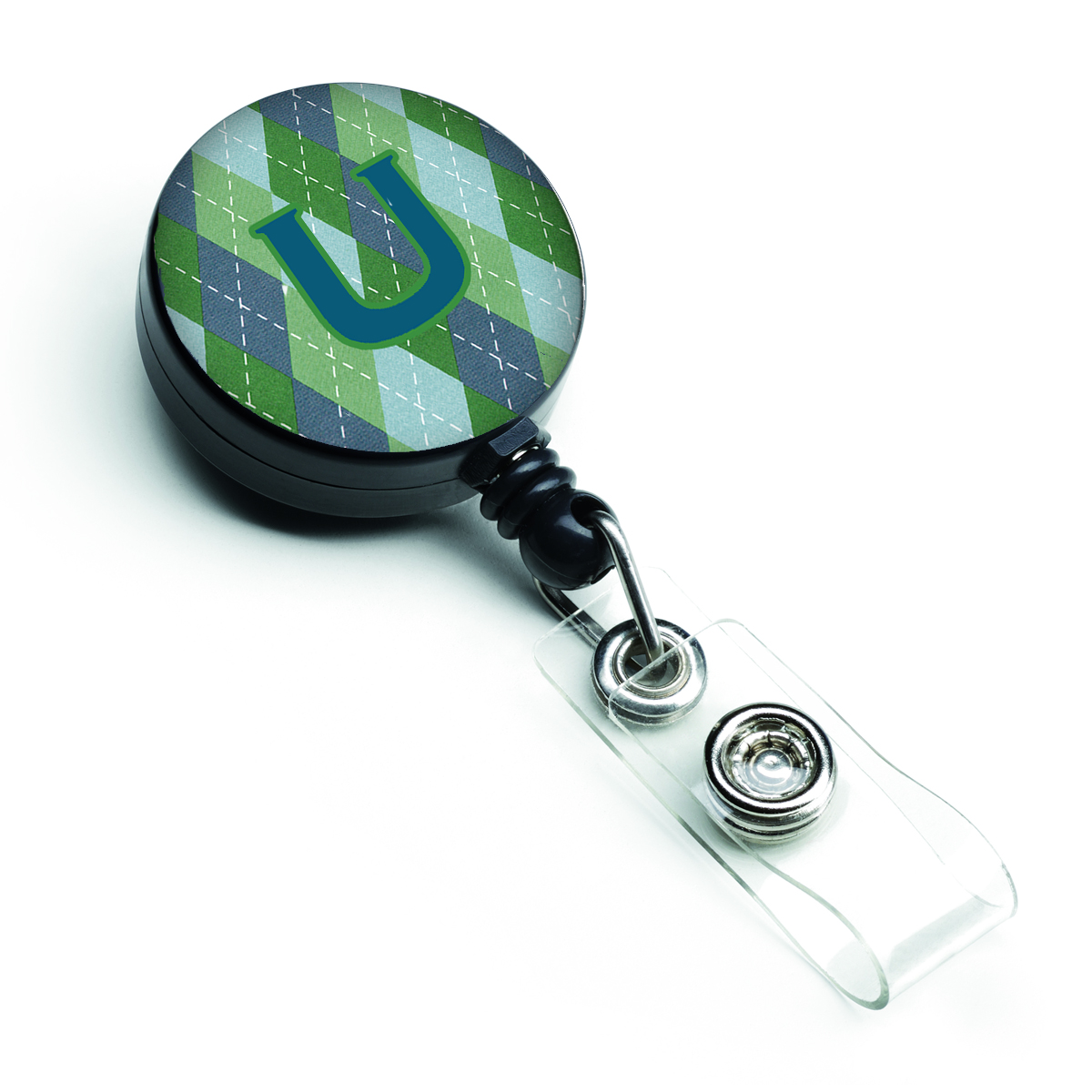 CJ1020-UBR Initial U Monogram Blue Argoyle Retractable Badge Reel