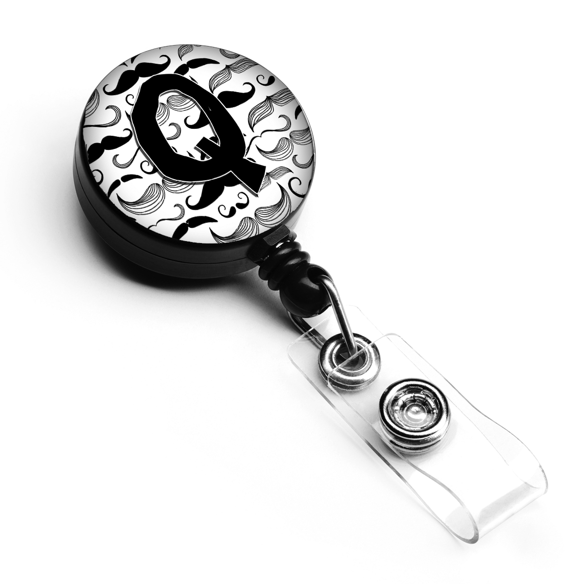 CJ2009-QBR Letter Q Moustache Initial Retractable Badge Reel