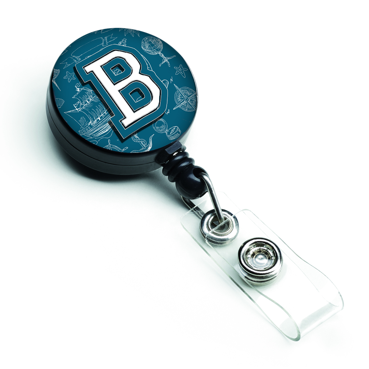 CJ2014-BBR Letter B Sea Doodles Initial Alphabet Retractable Badge Reel