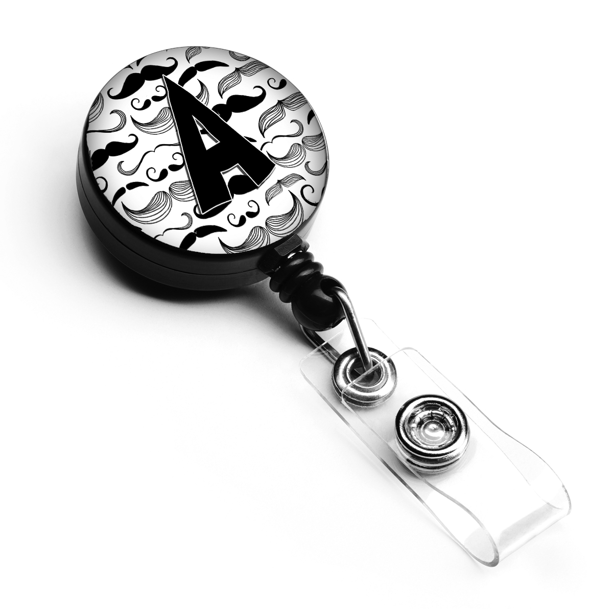 Letter A Moustache Initial Retractable Badge Reel
