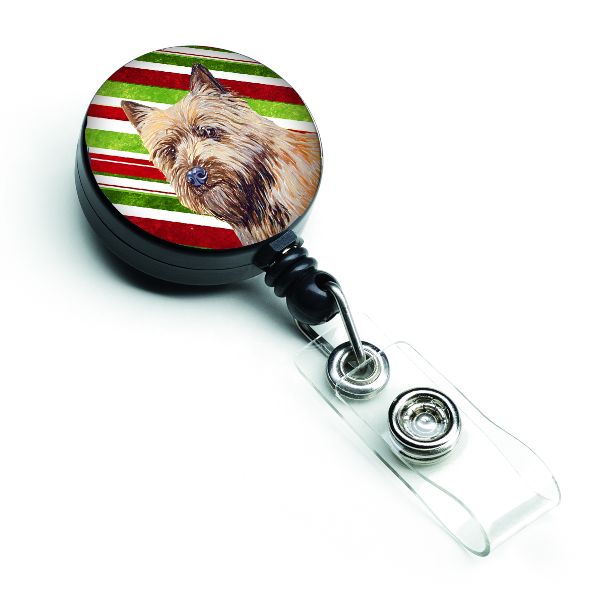 Cairn Terrier Candy Cane Holiday Christmas Retractable Badge Reel