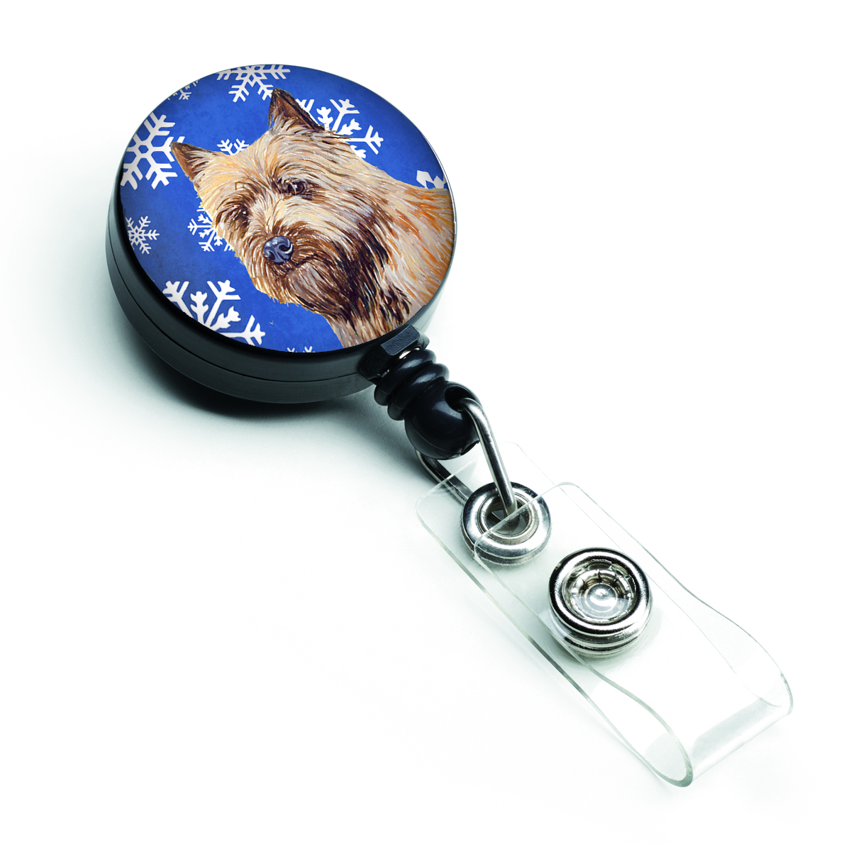 Cairn Terrier Winter Snowflakes Holiday Retractable Badge Reel