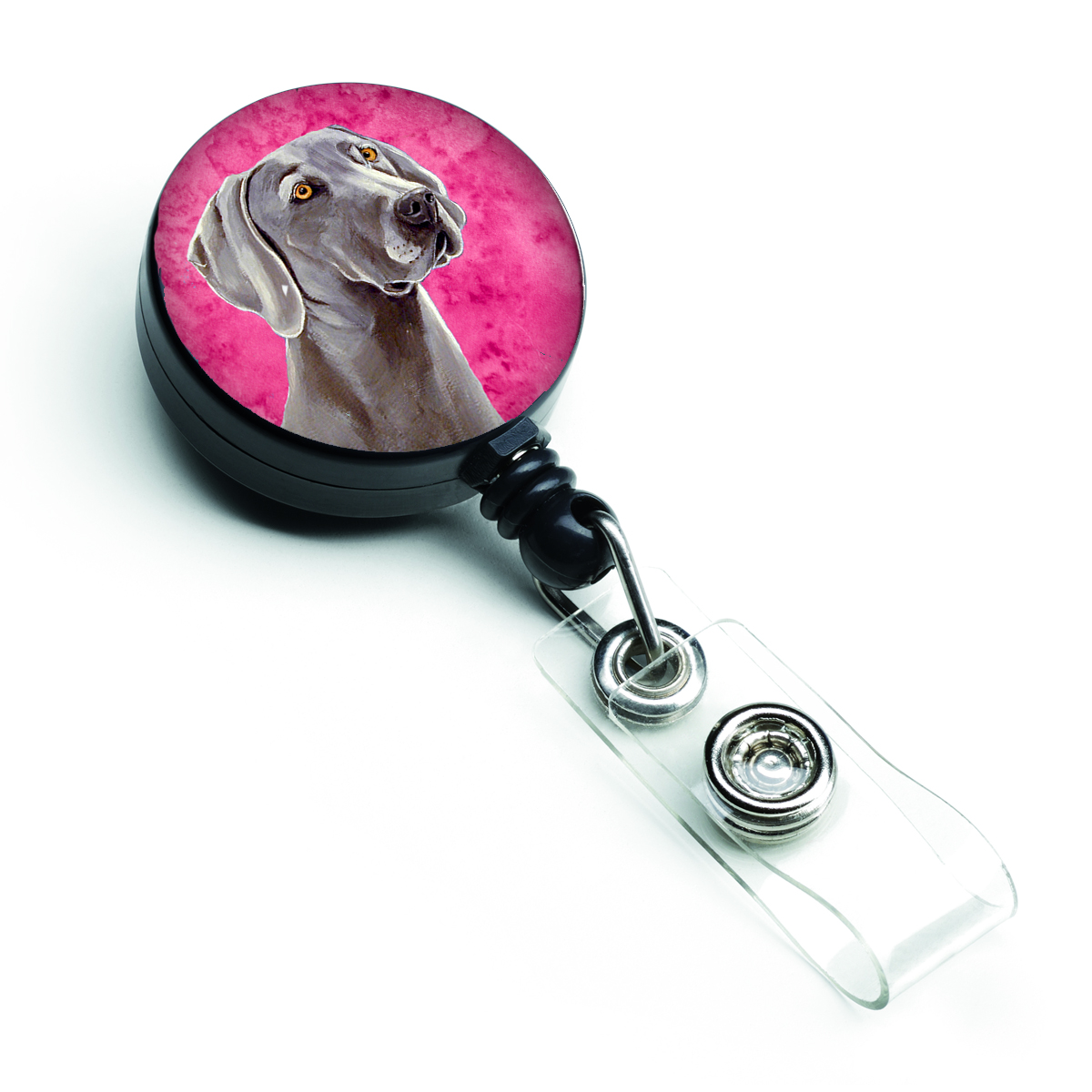 Pink Weimaraner Retractable Badge Reel - Pink