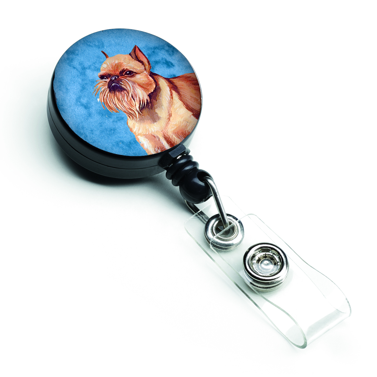 Blue Brussels Griffon Retractable Badge Reel