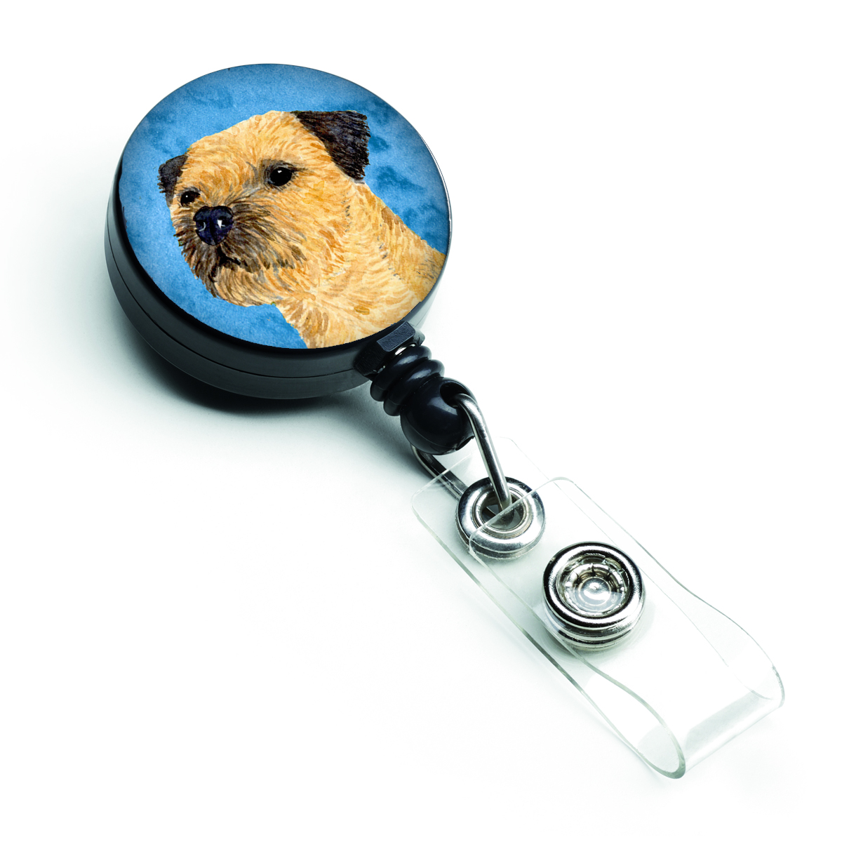 LH9368BUBR Blue Border Terrier Retractable Badge Reel
