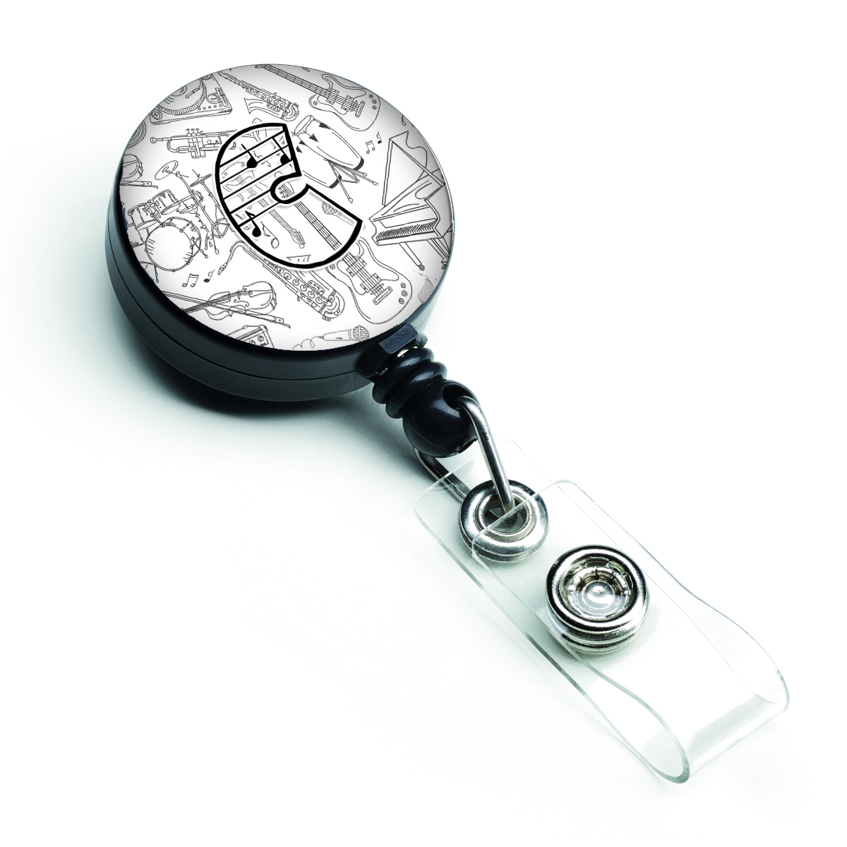 Letter C Musical Note Letters Retractable Badge Reel