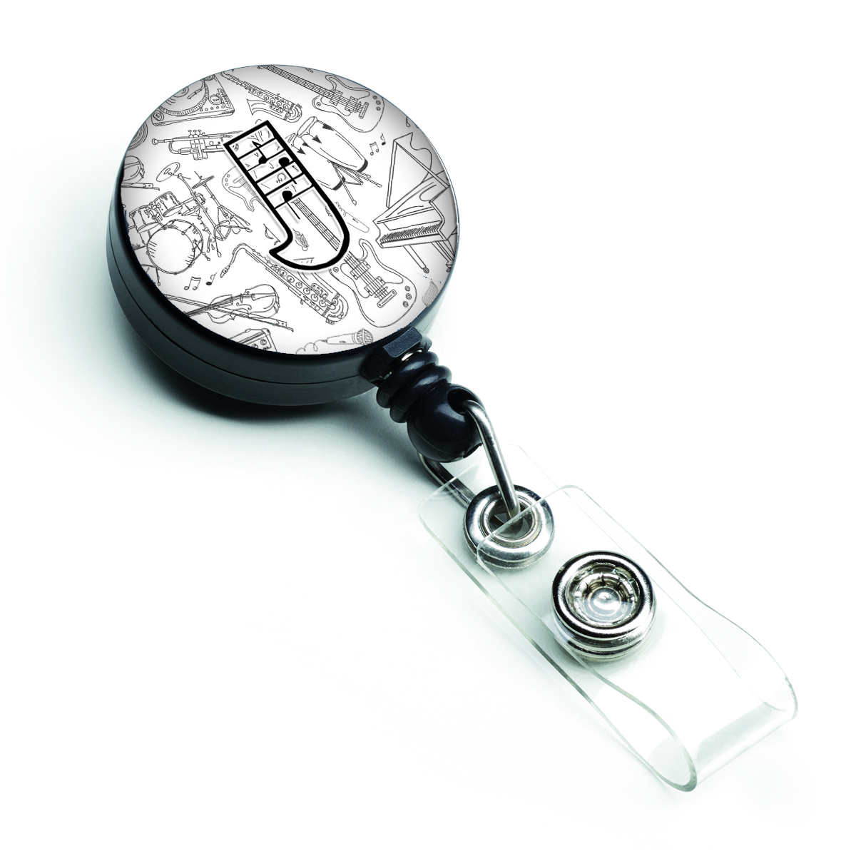 Letter J Musical Note Letters Retractable Badge Reel