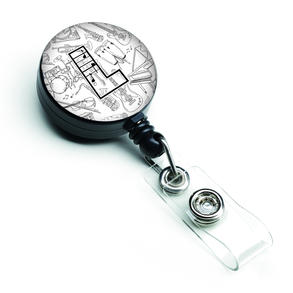 CJ2007-LBR Letter L Musical Note Letters Retractable Badge Reel