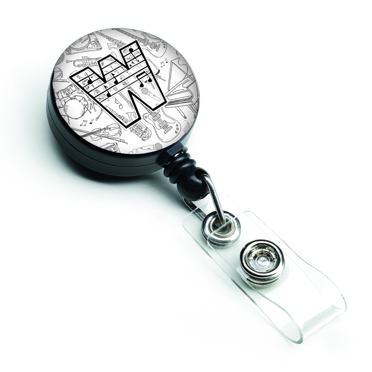 Letter W Musical Note Letters Retractable Badge Reel