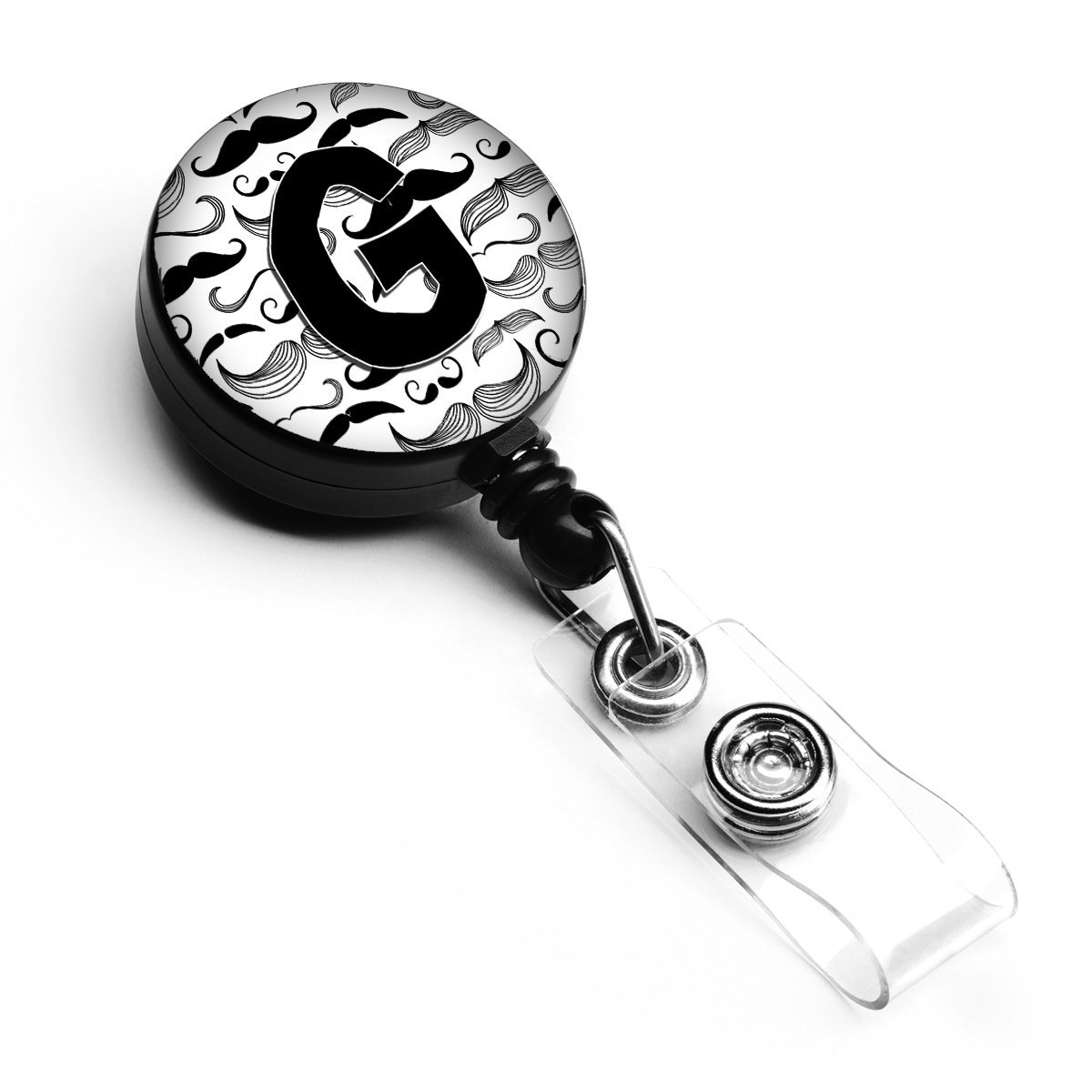 CJ2009-GBR Letter G Moustache Initial Retractable Badge Reel
